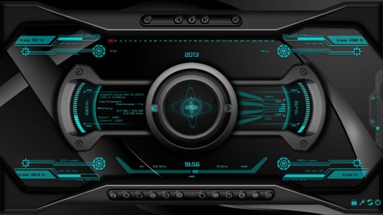 iron man jarvis rainmeter skin