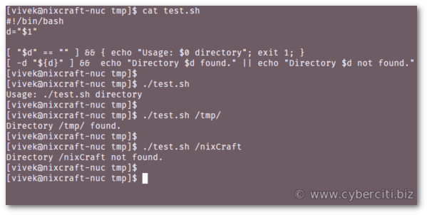 Bash check if a directory exists in Linux or Unix shell