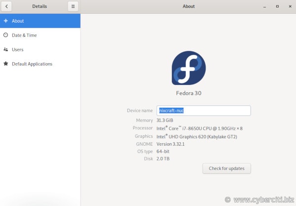 Fedora 30 screenshot
