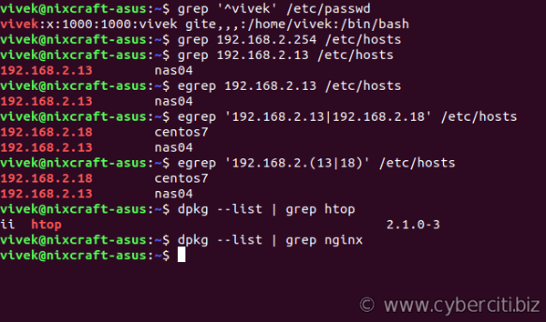 grep command examples for Linux and Unix users