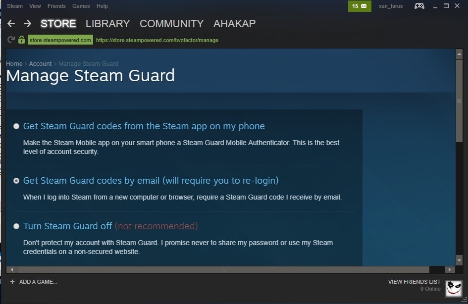  Enable the Steam Guard security feature.