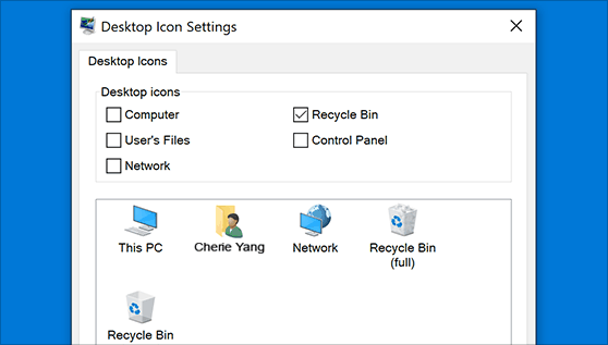 Select icons you want on your desktop