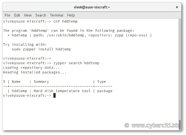 Check CPU and HDD temp packages in OpenSUSE Linux