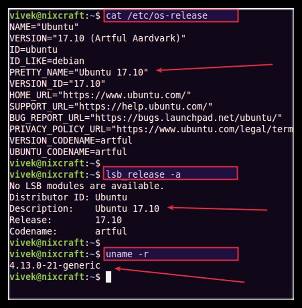 Check os version in Linux command line
