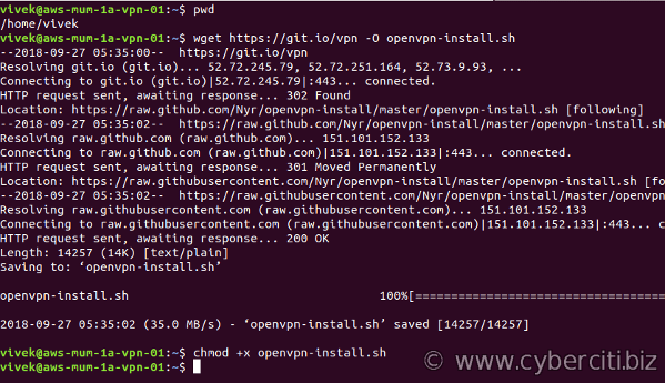 Download openvpn-install.sh script to setup OpenVPN server in 5 minutes on Ubuntu