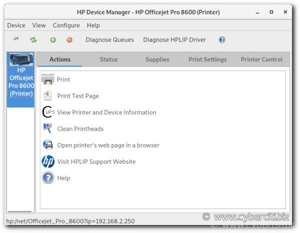 How to control HP printer from GUI on Fedora Linux