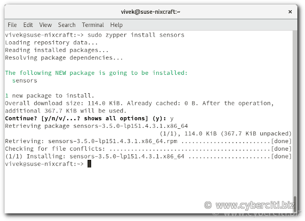 How to install sensors on OpenSUSE Linux