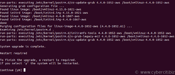 Ubuntu system upgrade is complete. Restart required for aws lightsail
