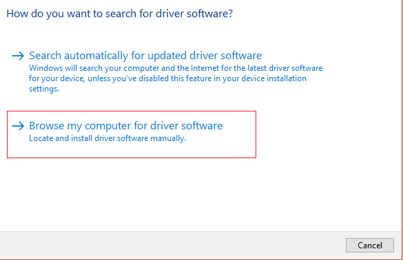 browse my computer for driver software