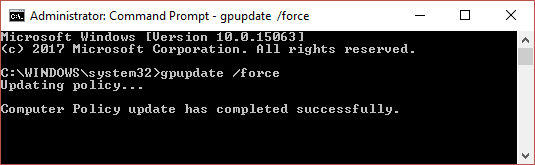 gpupdate force in order to update computer policy