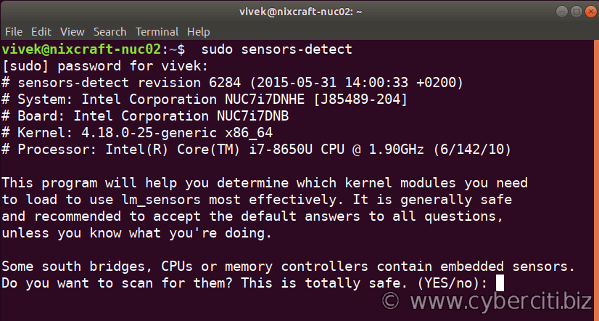 Ubuntu Linux detect hardware monitoring chips