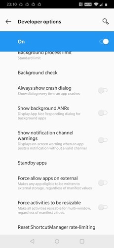 Standby Apps Option
