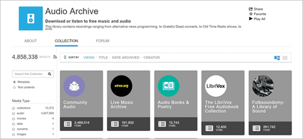 Audio Archive is best free Music Download Sites That Are Totally Legal.