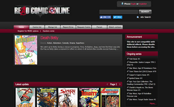 Read Comic Online has a huge catalog of comics, which enables the user to read any comic online for free.